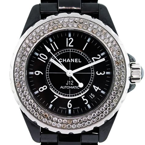 chanel watch black diamonds|chanel j12 white with diamonds.